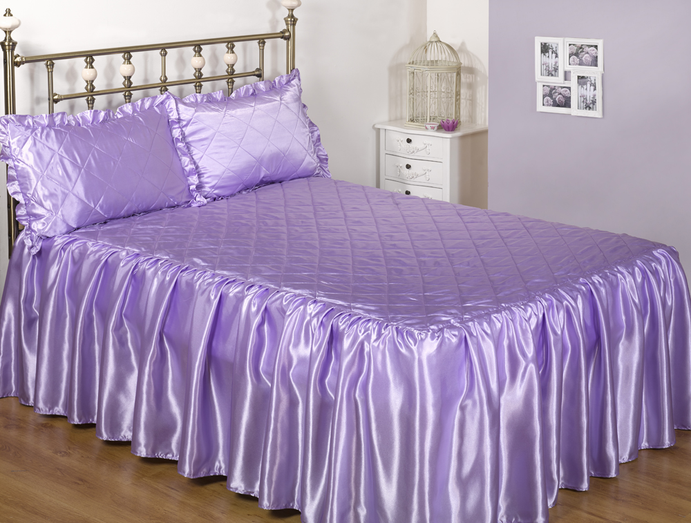 3PC Luxurious Sateen Quilted Bedspread Comforter Set All Colours and